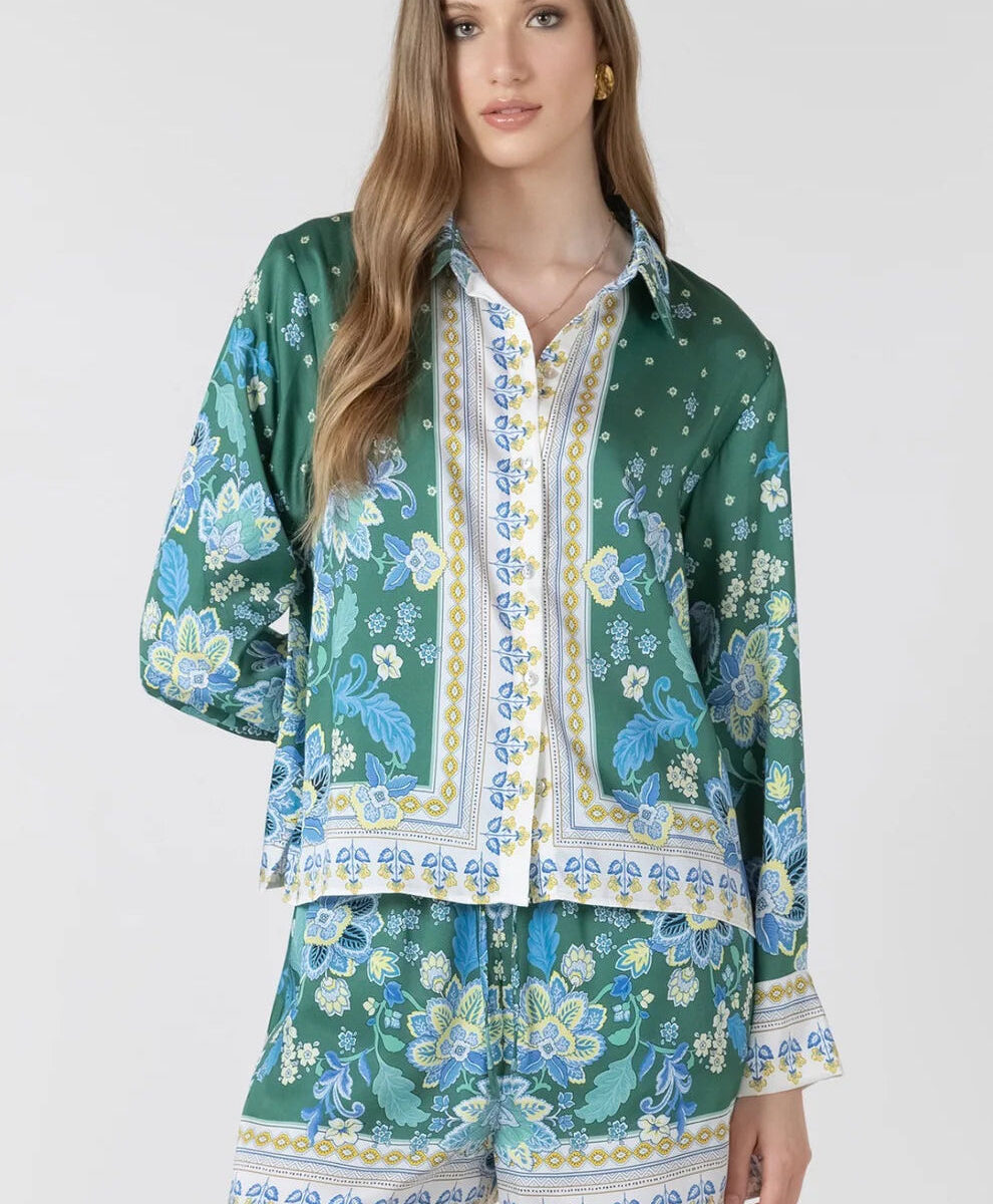 Silky Button Front Blouse
